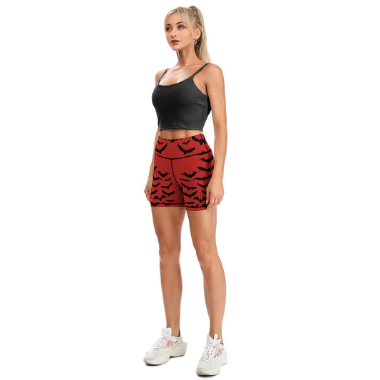 Batty Red Yoga Shorts