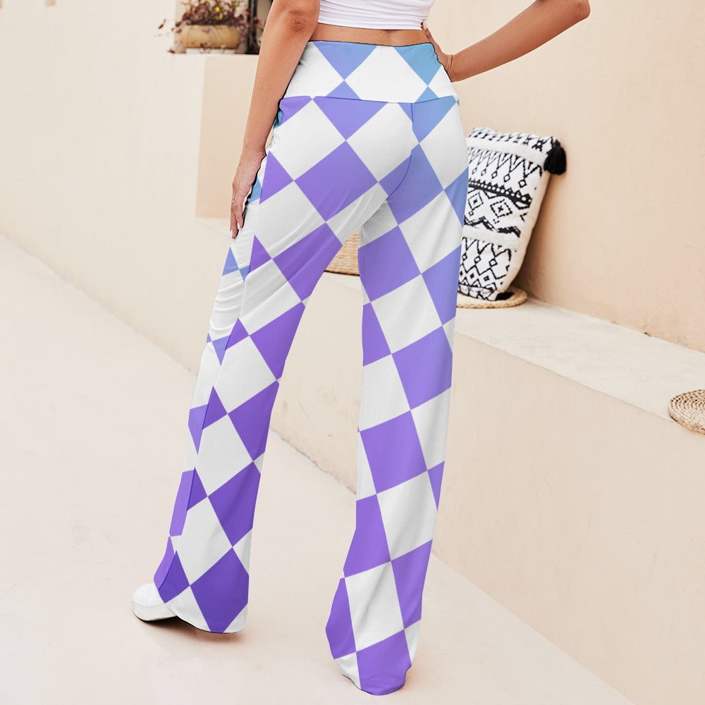 Pop Checked Straight Lace-Up Yoga Pants