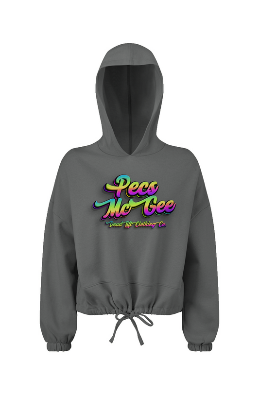Pecs McGee Ladies' Cropped Oversize Hooded Sweatshirt