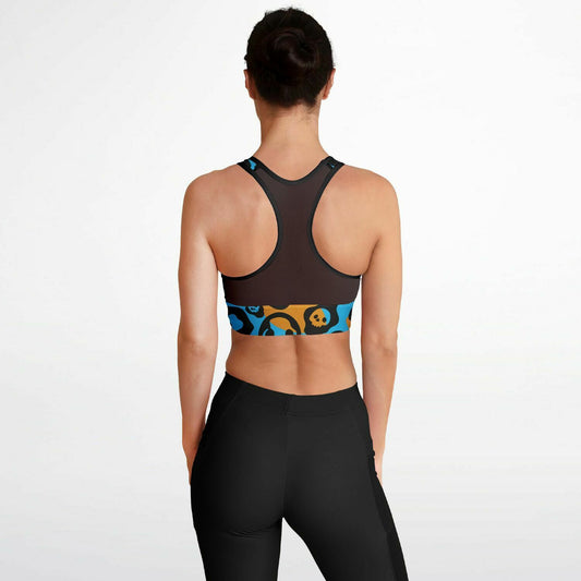 Leopard Skulls Mesh Padded Sports Bra