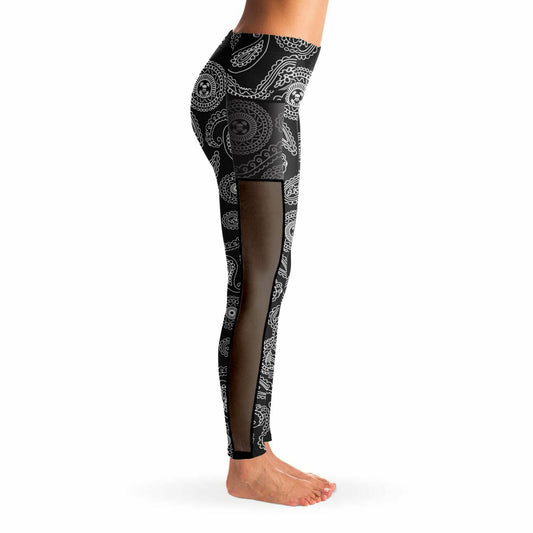 Inky Paisley Mesh Pocket Legging