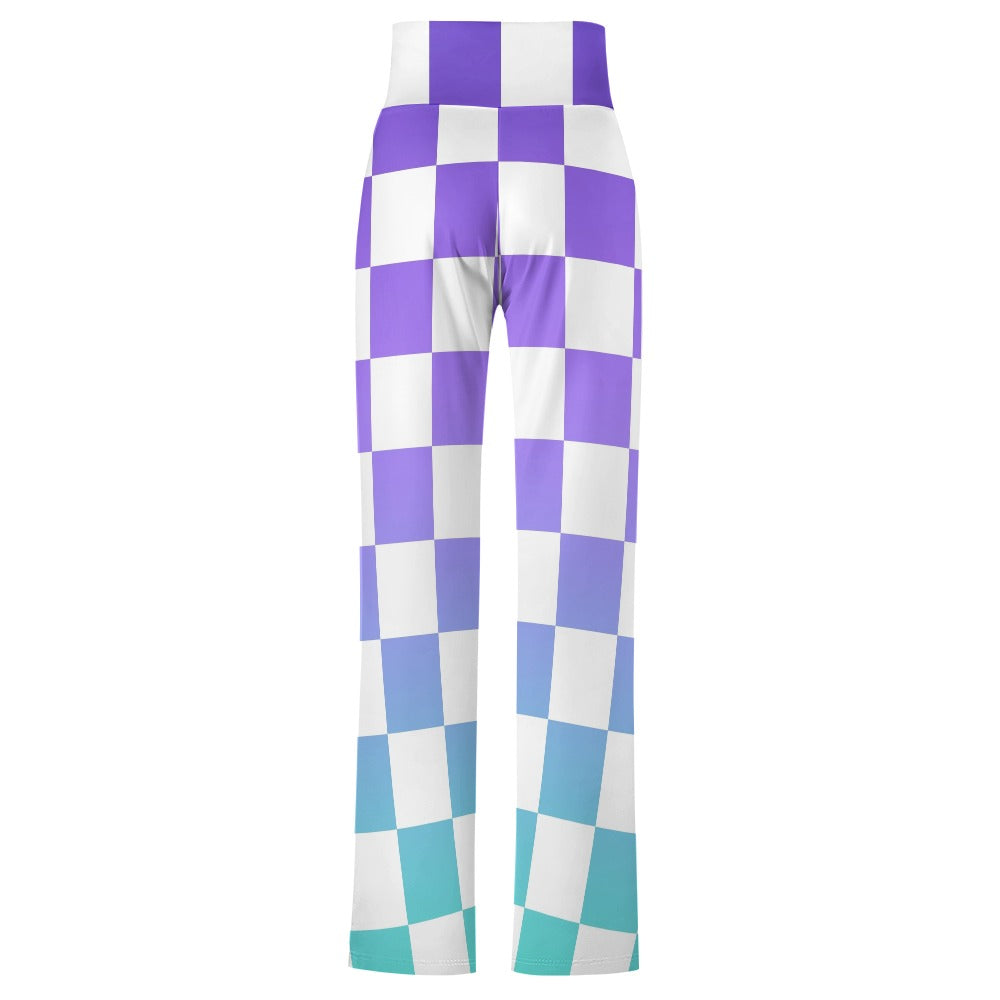Pop Checked Straight Lace-Up Yoga Pants