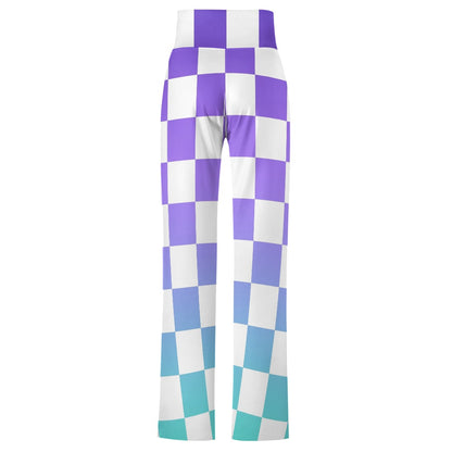 Pop Checked Straight Lace-Up Yoga Pants