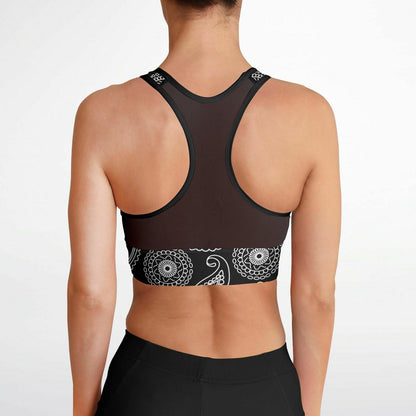 Inky Paisley Mesh Padded Sports Bra