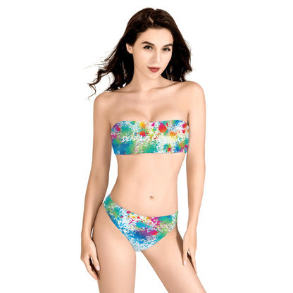 ColorRun White Bandeau Strapless Bikini