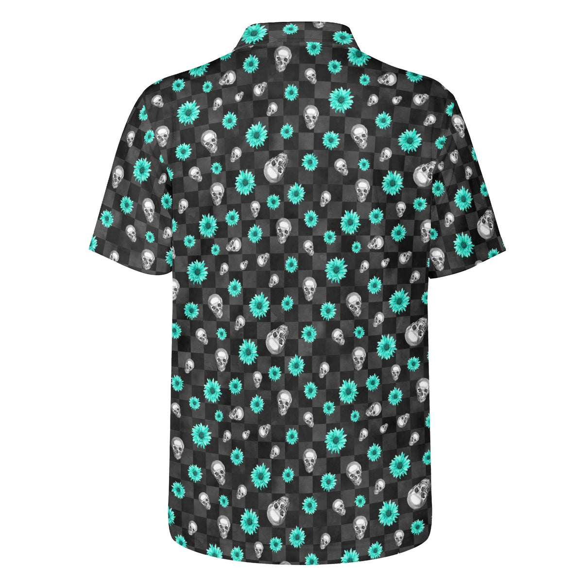 SkullFlowers Checked Out Polo