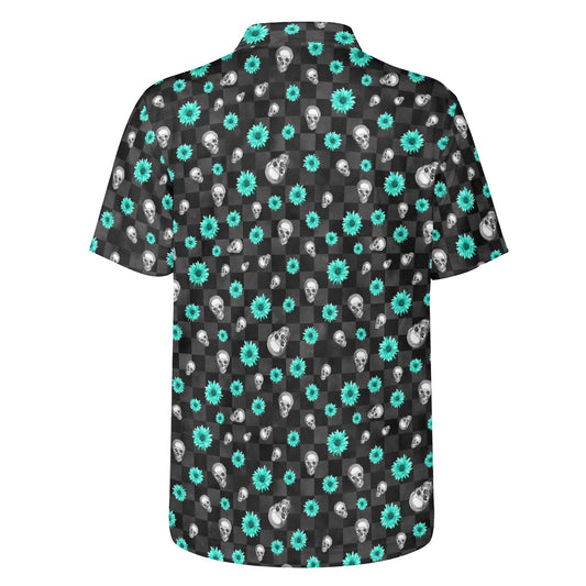 SkullFlowers Checked Out Polo