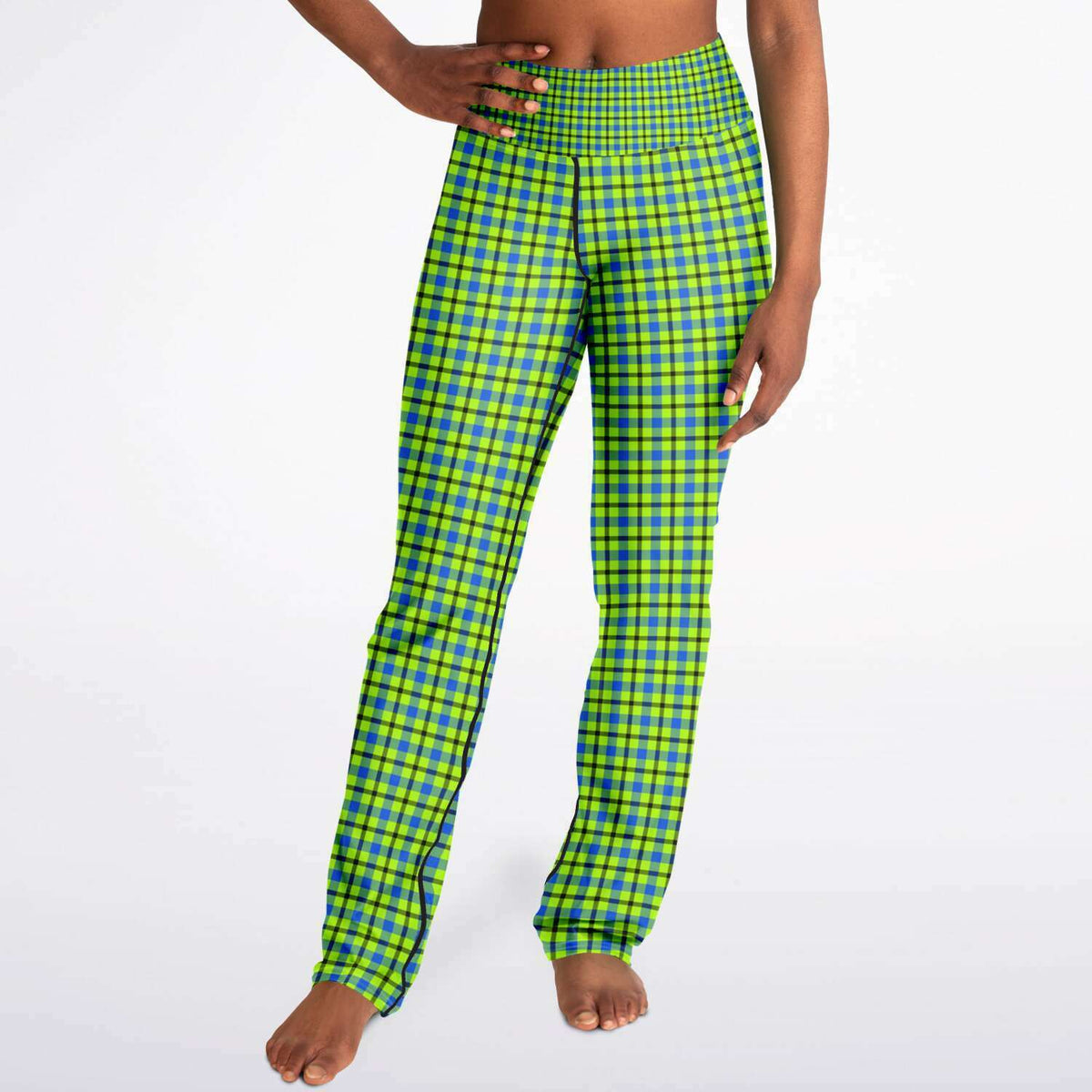 Neon Plaid Flare Leggings