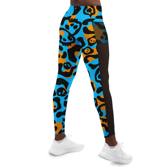 Leopard Skulls Mesh Pocket Legging