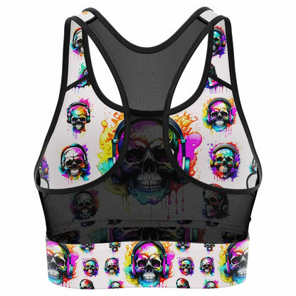 Music Is Dead Mesh Padded Sports Bra