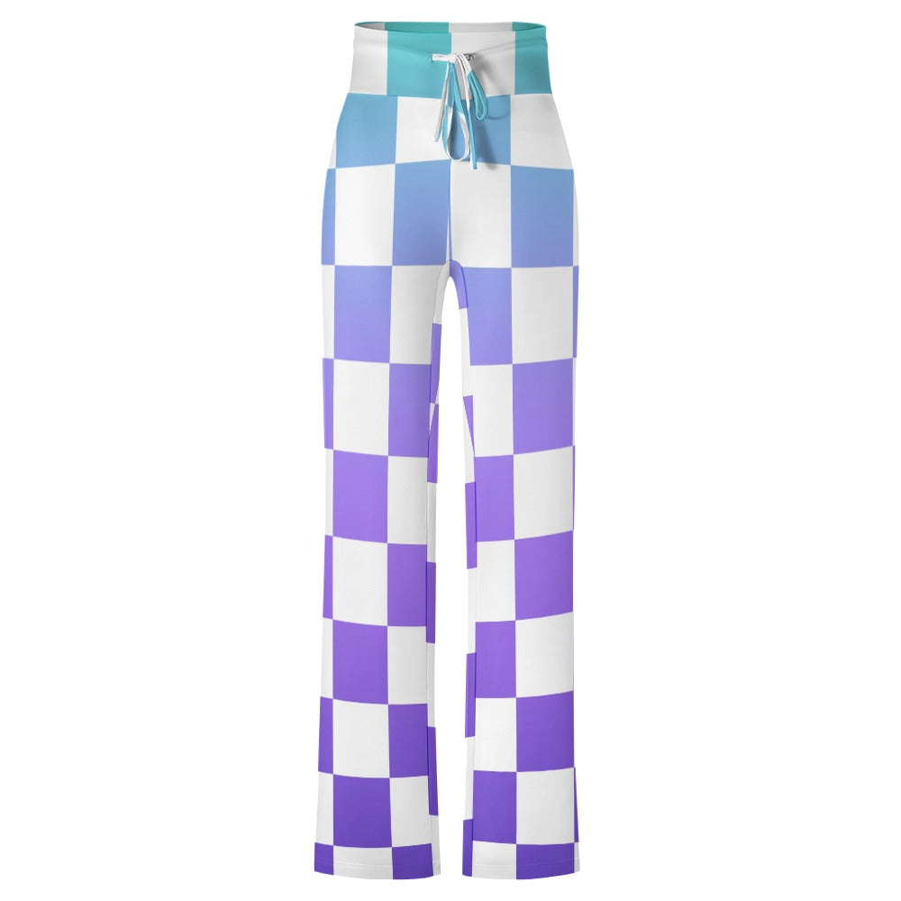 Pop Checked Straight Lace-Up Yoga Pants