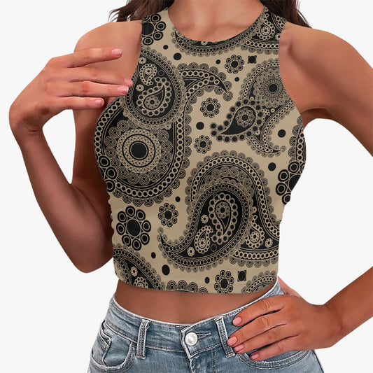 Nude Paisley Racer Crop Top
