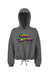 Pecs McGee Ladies' Cropped Oversize Hooded Sweatshirt