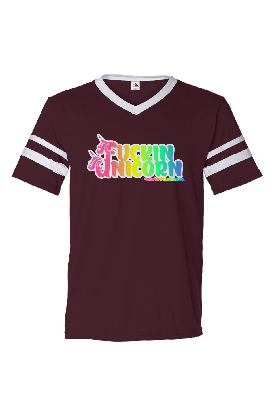 Fuckin Unicorn V-Neck Striped Sleeves Jersey