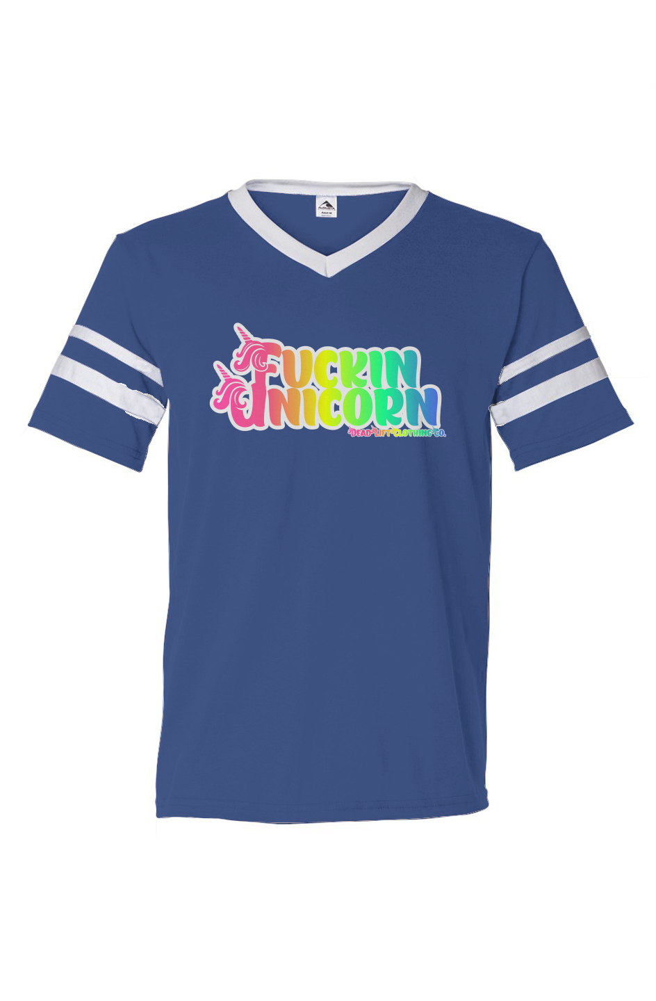 Fuckin Unicorn V-Neck Striped Sleeves Jersey