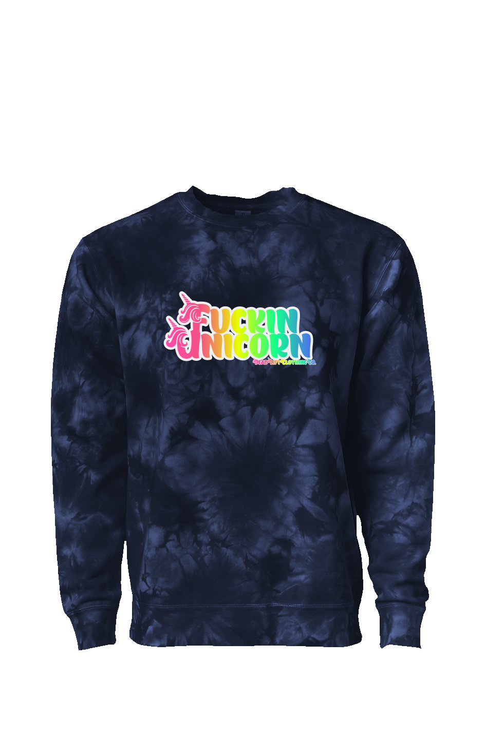 Fuckin Unicorn Crystal Tie Dye Crewneck