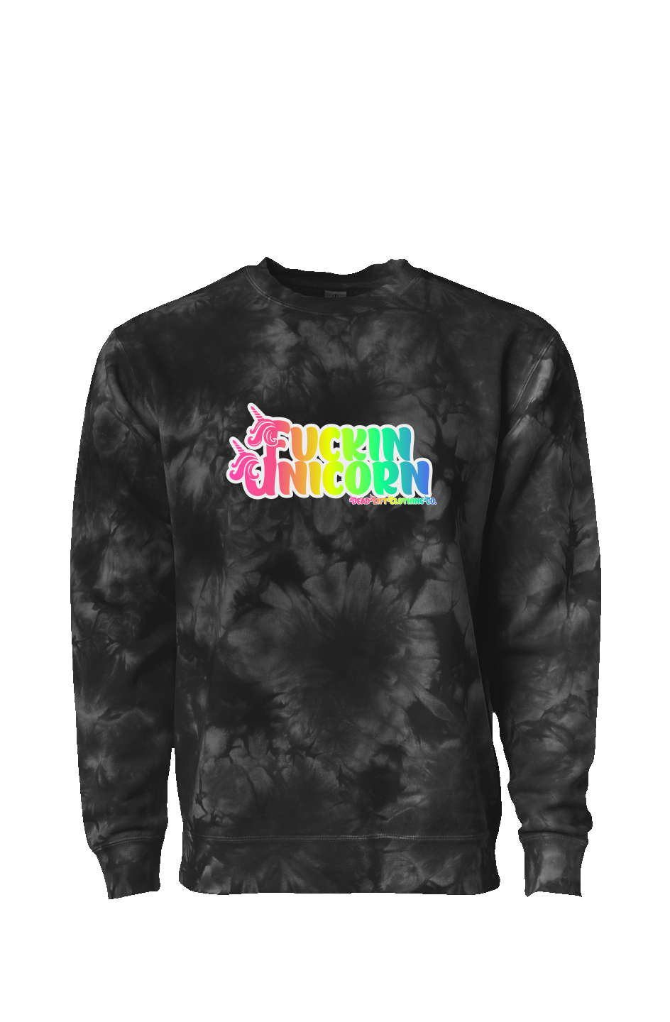 Fuckin Unicorn Crystal Tie Dye Crewneck