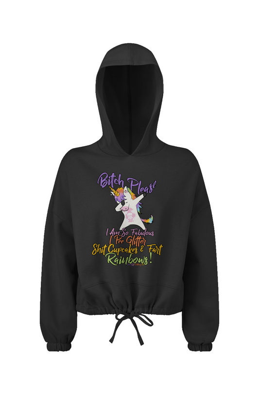 Bitch Please Cropped Oversize Hooded Sweatshirt