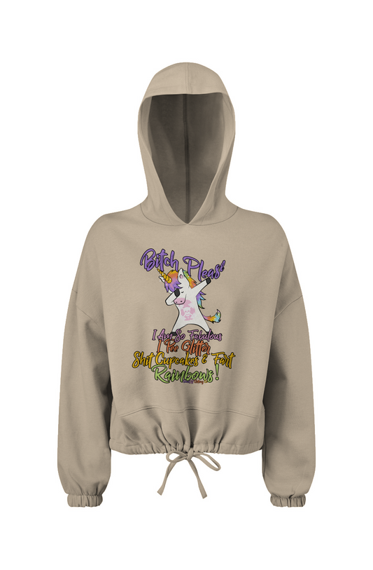 Bitch Please Cropped Oversize Hooded Sweatshirt