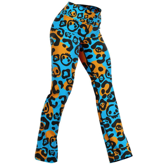 Leopard Skulls Flare Leggings
