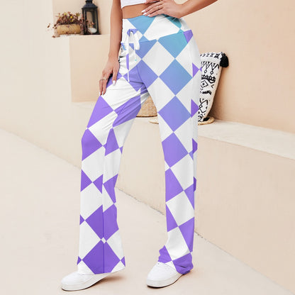 Pop Checked Straight Lace-Up Yoga Pants