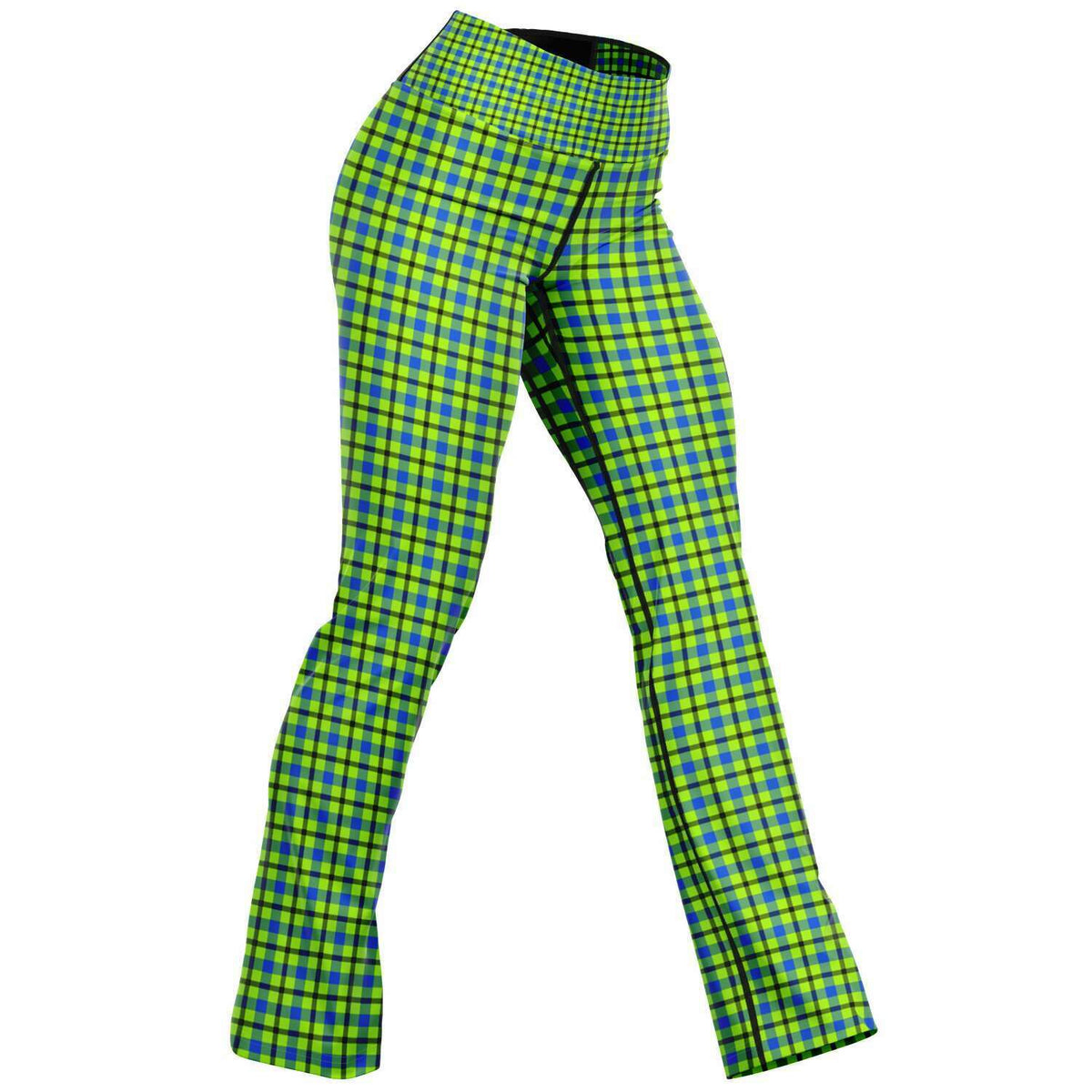 Neon Plaid Flare Leggings