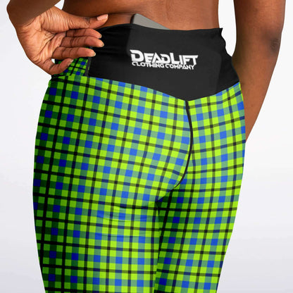 Neon Plaid Flare Leggings