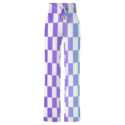 Pop Checked Straight Lace-Up Yoga Pants