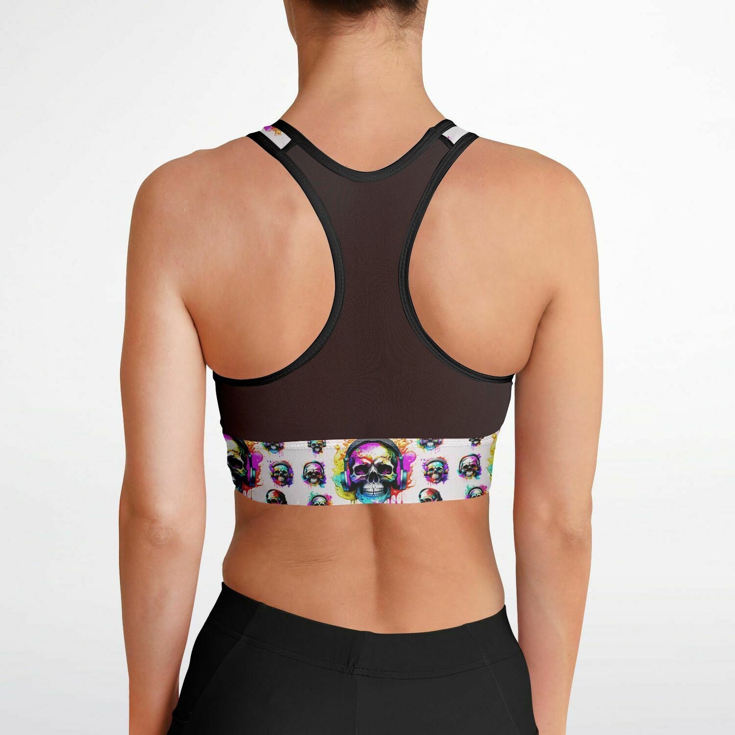 Music Is Dead Mesh Padded Sports Bra