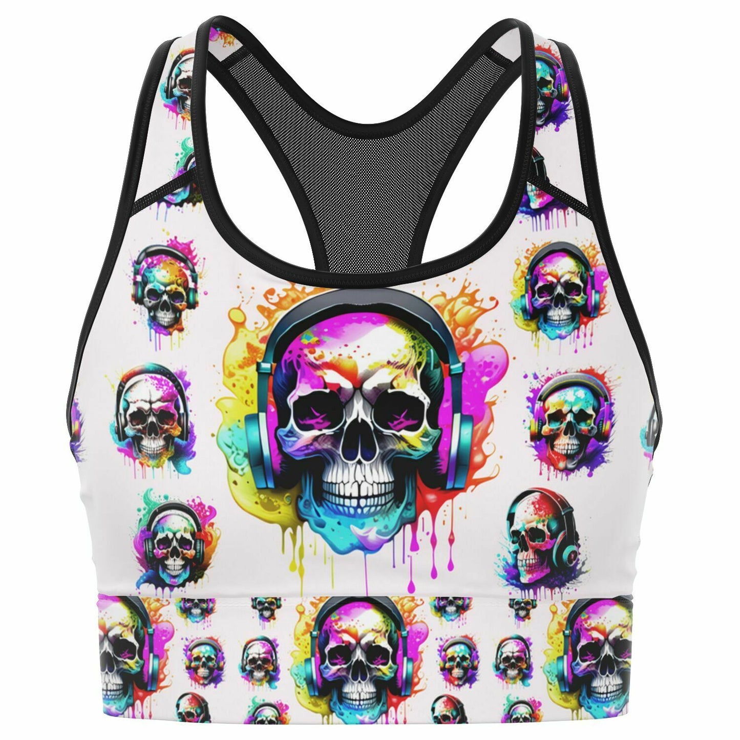 Music Is Dead Mesh Padded Sports Bra