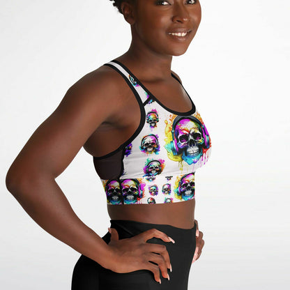 Music Is Dead Mesh Padded Sports Bra