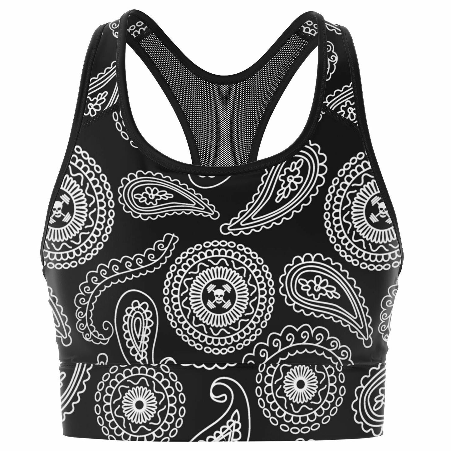 Inky Paisley Mesh Padded Sports Bra
