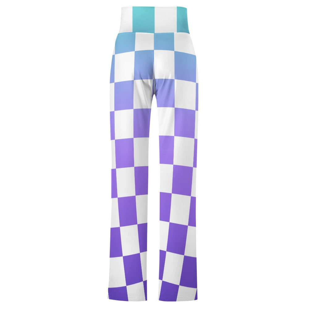 Pop Checked Straight Lace-Up Yoga Pants
