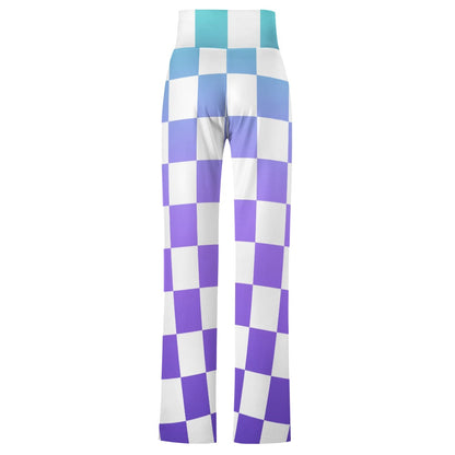Pop Checked Straight Lace-Up Yoga Pants