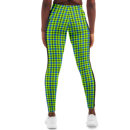 Neon Plaid Mesh Pocket Legging