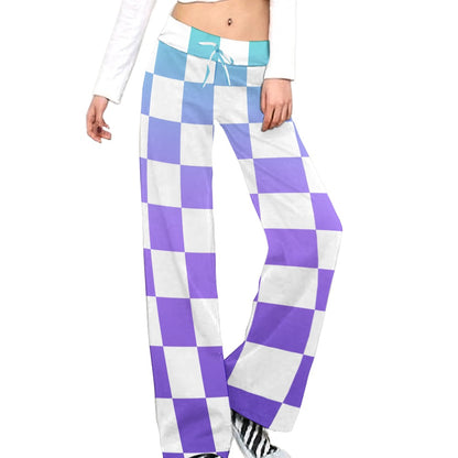 Pop Checked Straight Lace-Up Yoga Pants