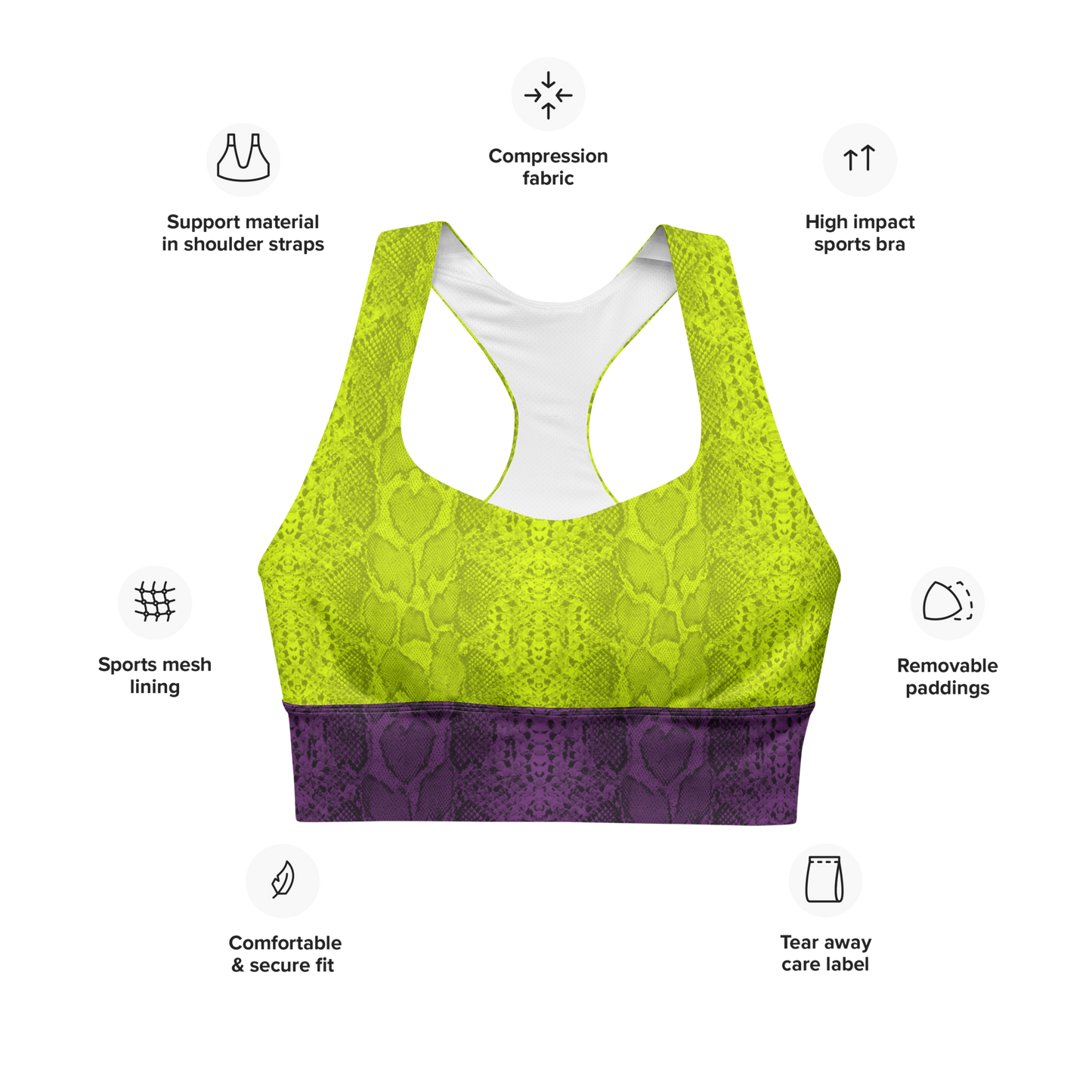 Snakez Joker Longline sports bra