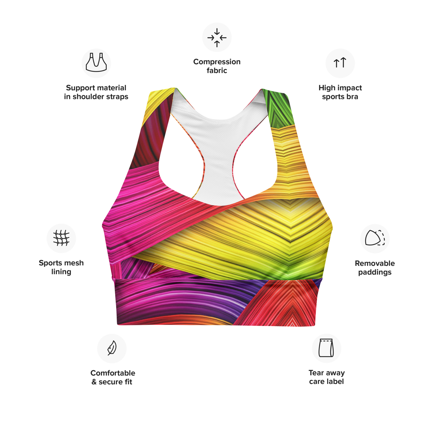 Rainbow Twist Longline sports bra