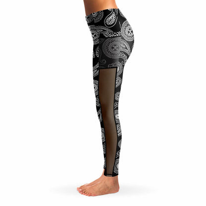 Inky Paisley Mesh Pocket Legging