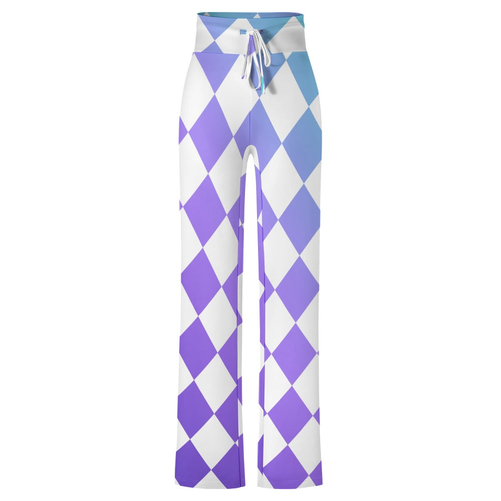 Pop Checked Straight Lace-Up Yoga Pants