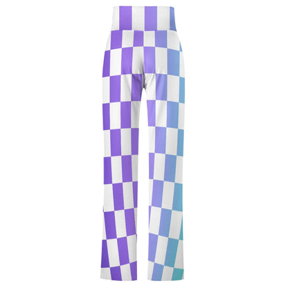 Pop Checked Straight Lace-Up Yoga Pants