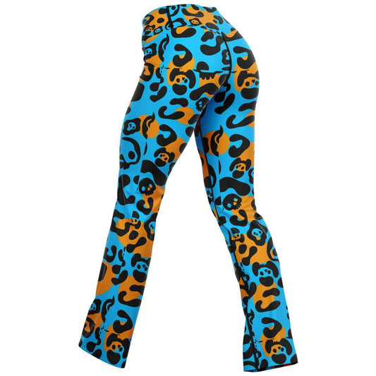 Leopard Skulls Flare Leggings