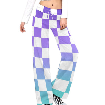 Pop Checked Straight Lace-Up Yoga Pants