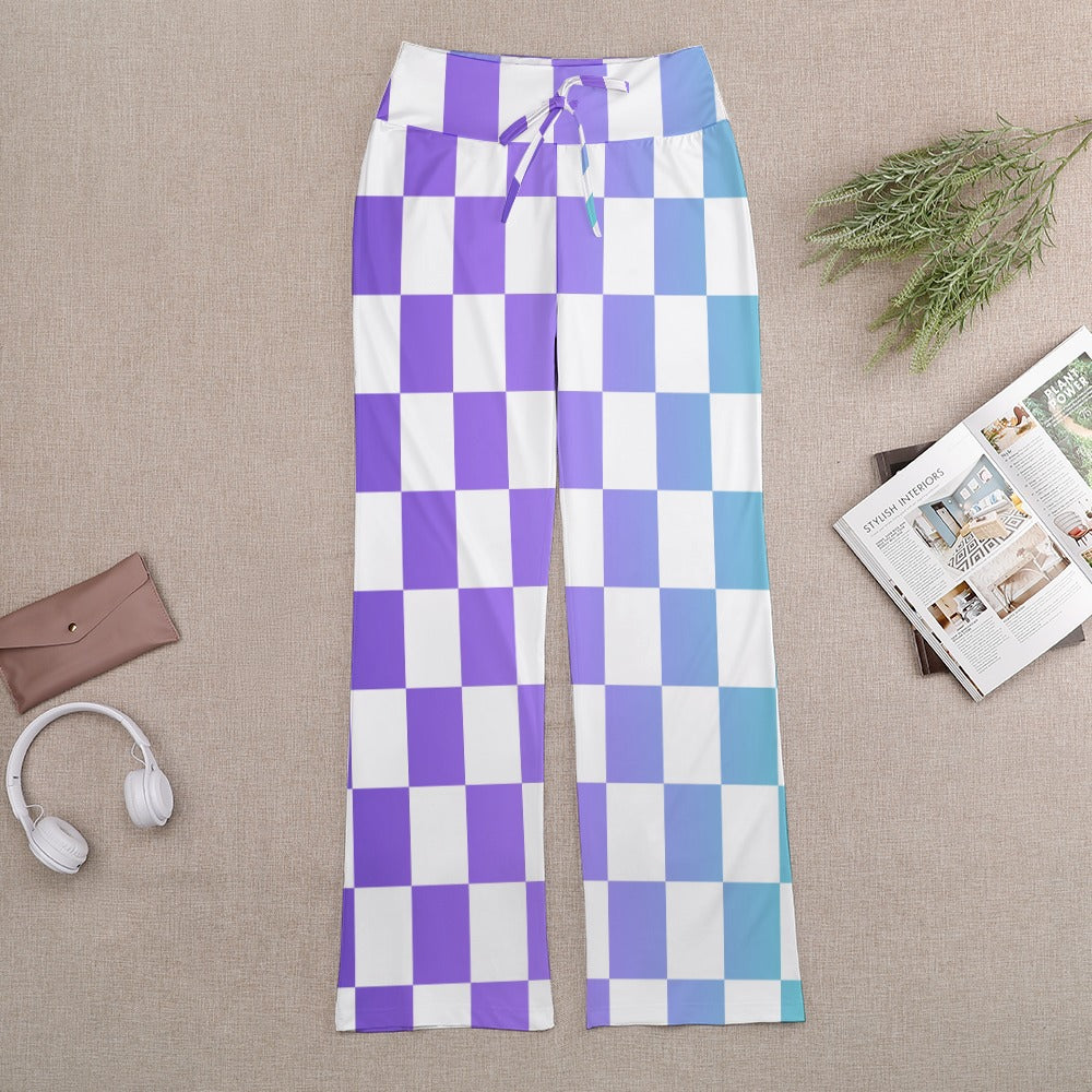 Pop Checked Straight Lace-Up Yoga Pants