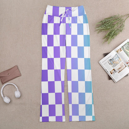 Pop Checked Straight Lace-Up Yoga Pants