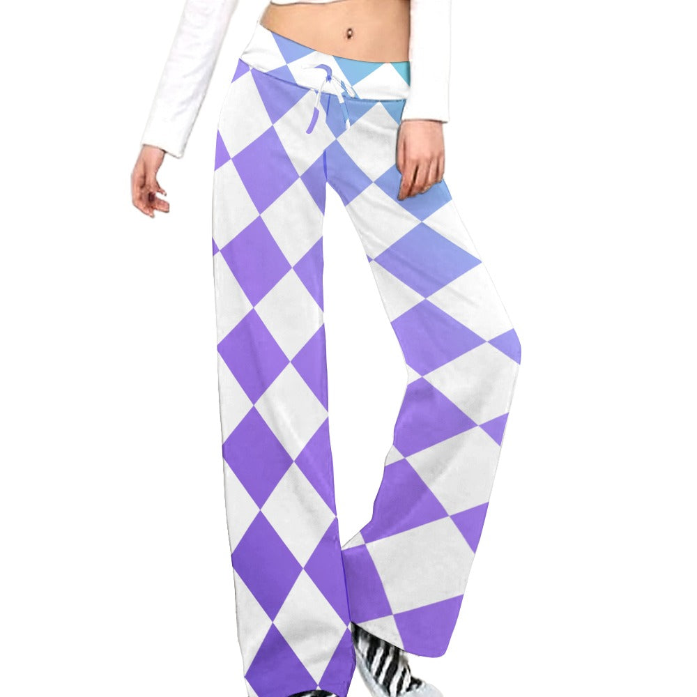 Pop Checked Straight Lace-Up Yoga Pants