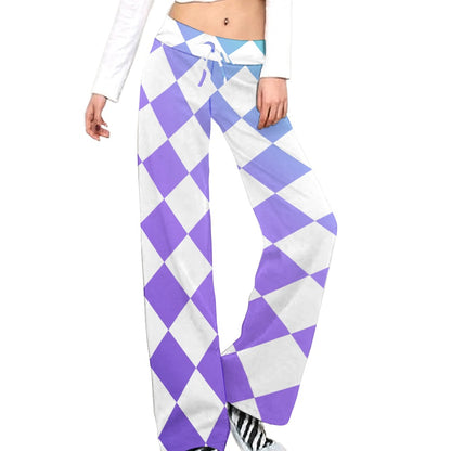 Pop Checked Straight Lace-Up Yoga Pants