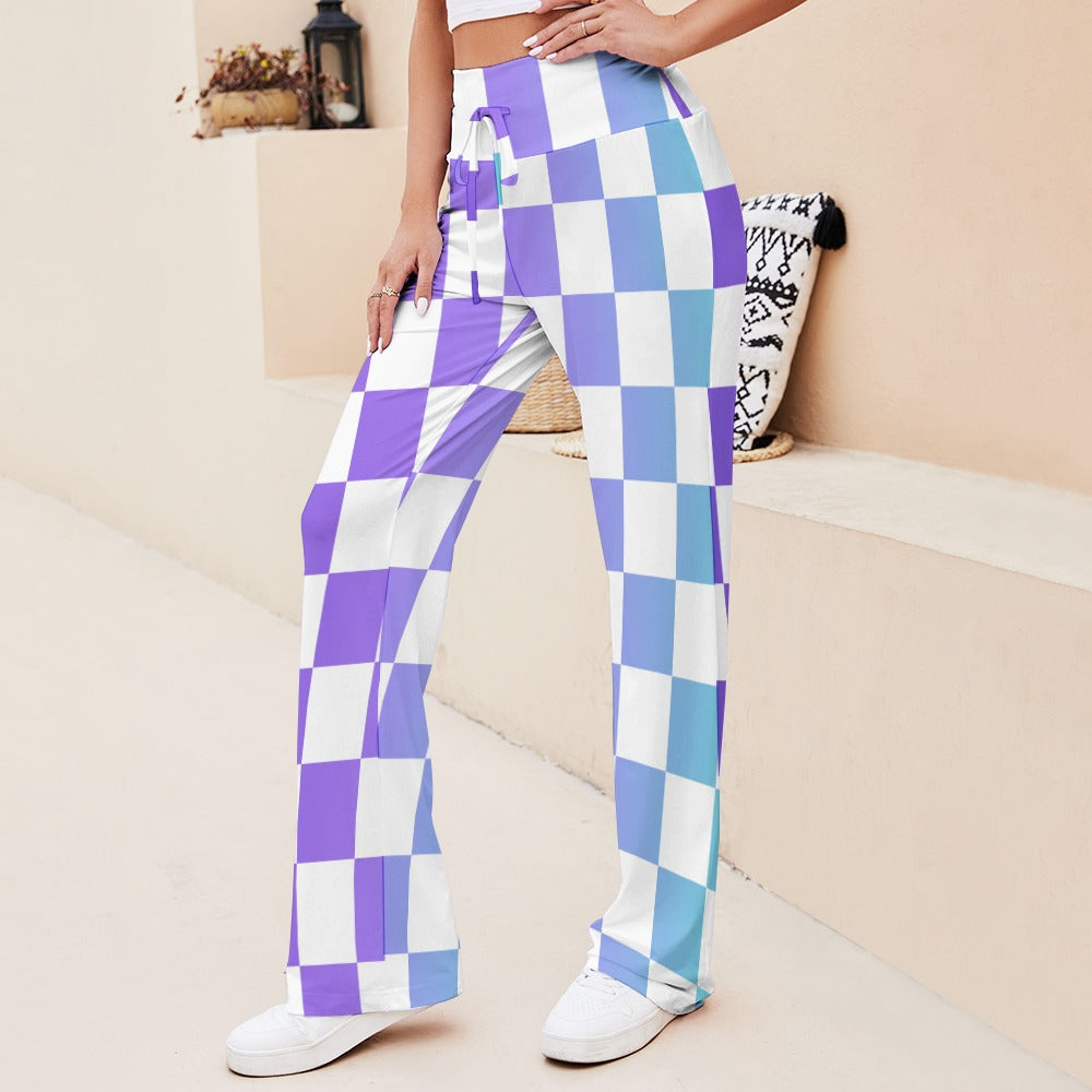 Pop Checked Straight Lace-Up Yoga Pants
