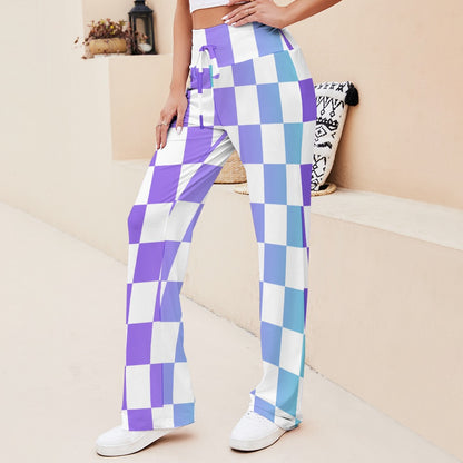 Pop Checked Straight Lace-Up Yoga Pants