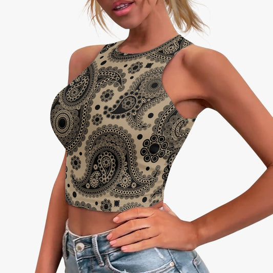 Nude Paisley Racer Crop Top